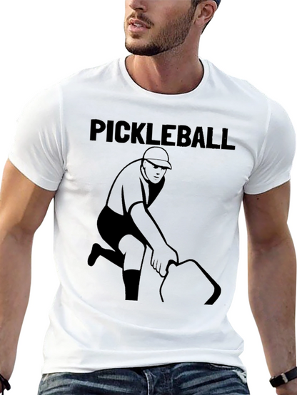 Pickleball Player Graphic Tee - Black Cotton Shirt