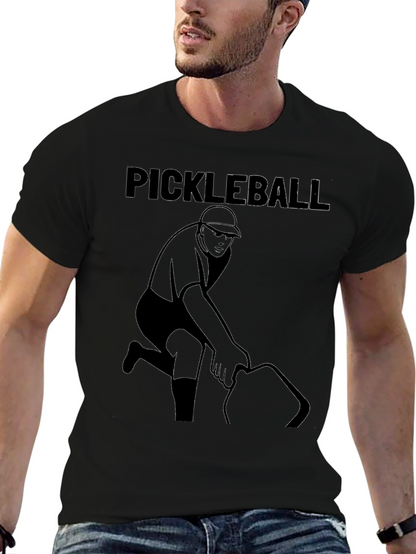 Pickleball Player Graphic Tee - Black Cotton Shirt