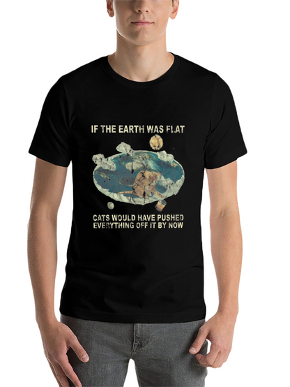 Flat Earth Cat Humor Graphic Tee