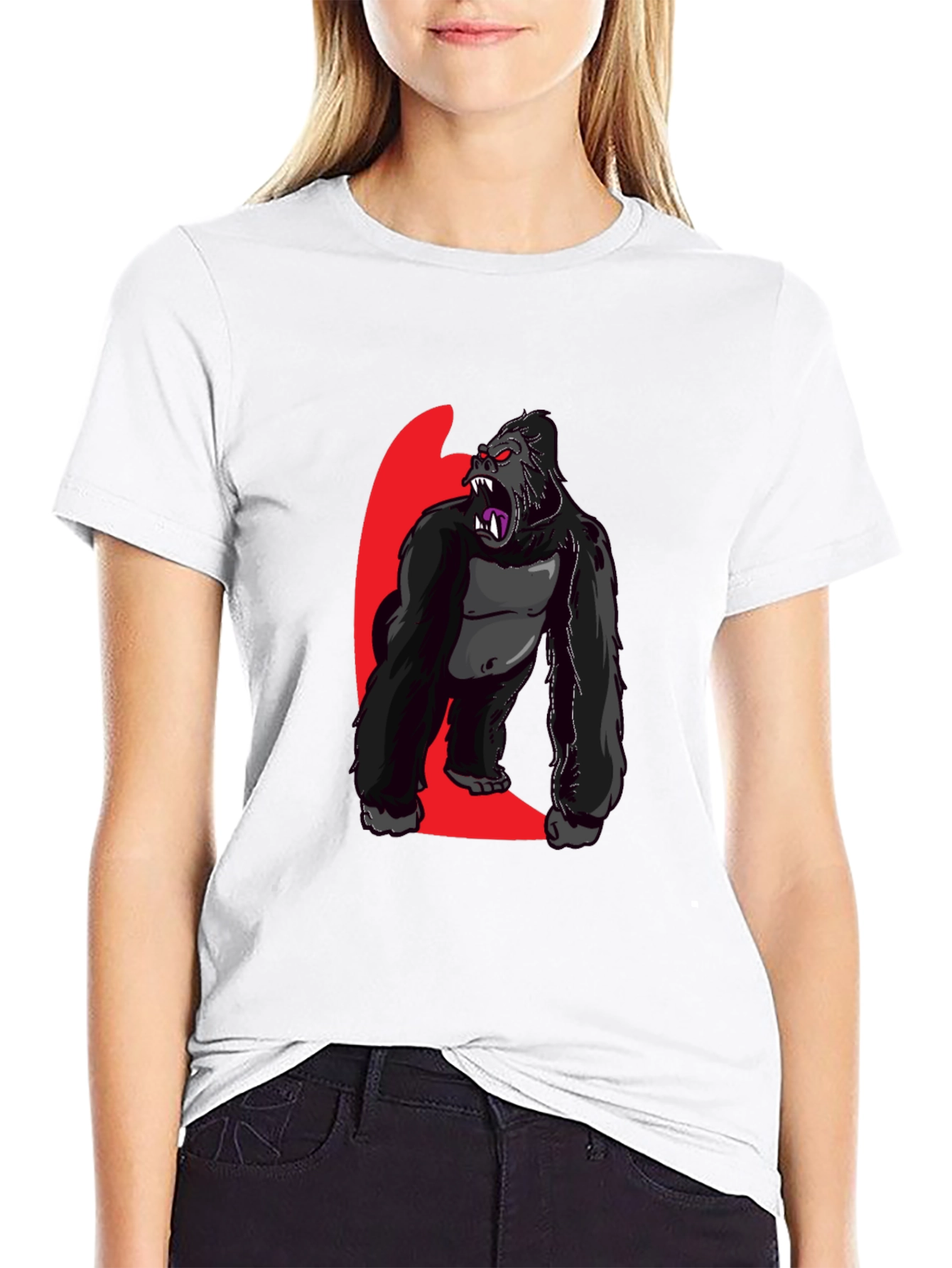 Graphic Gorilla Print Black T-Shirt