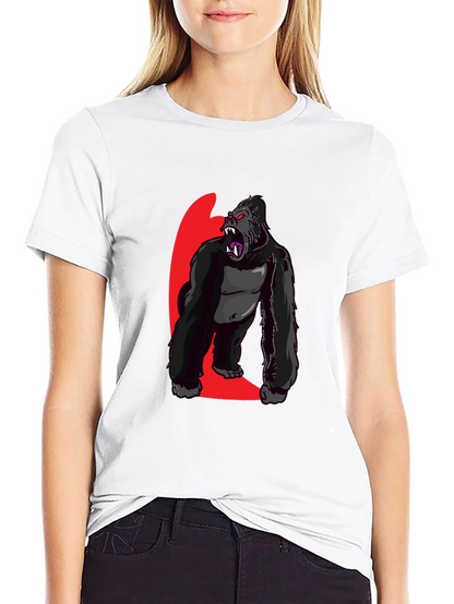 Graphic Gorilla Print Black T-Shirt