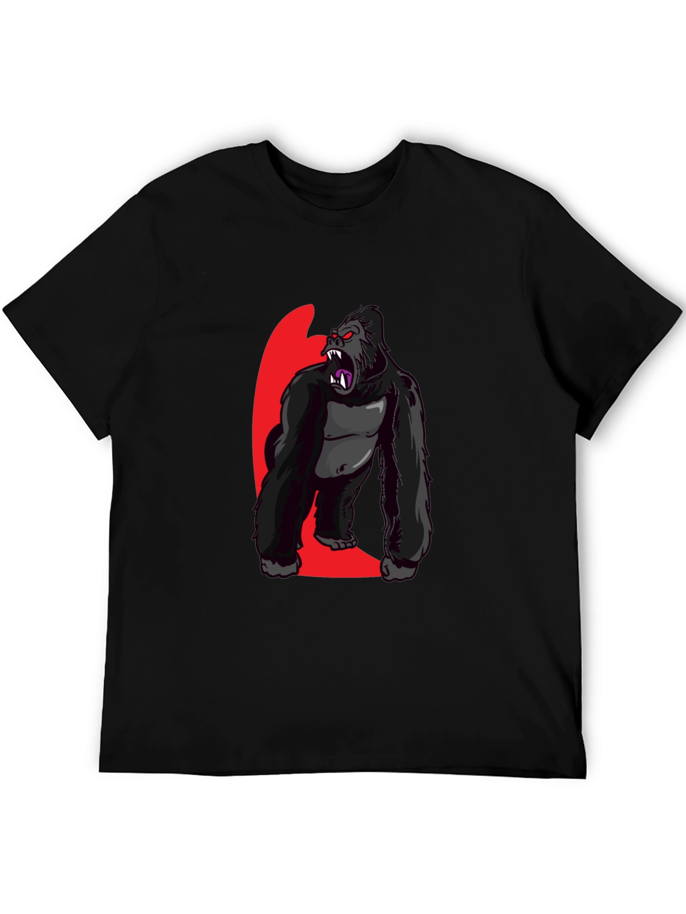 Graphic Gorilla Print Black T-Shirt