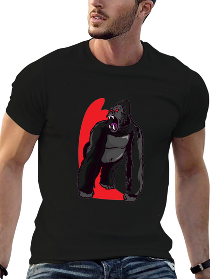 Graphic Gorilla Print Black T-Shirt