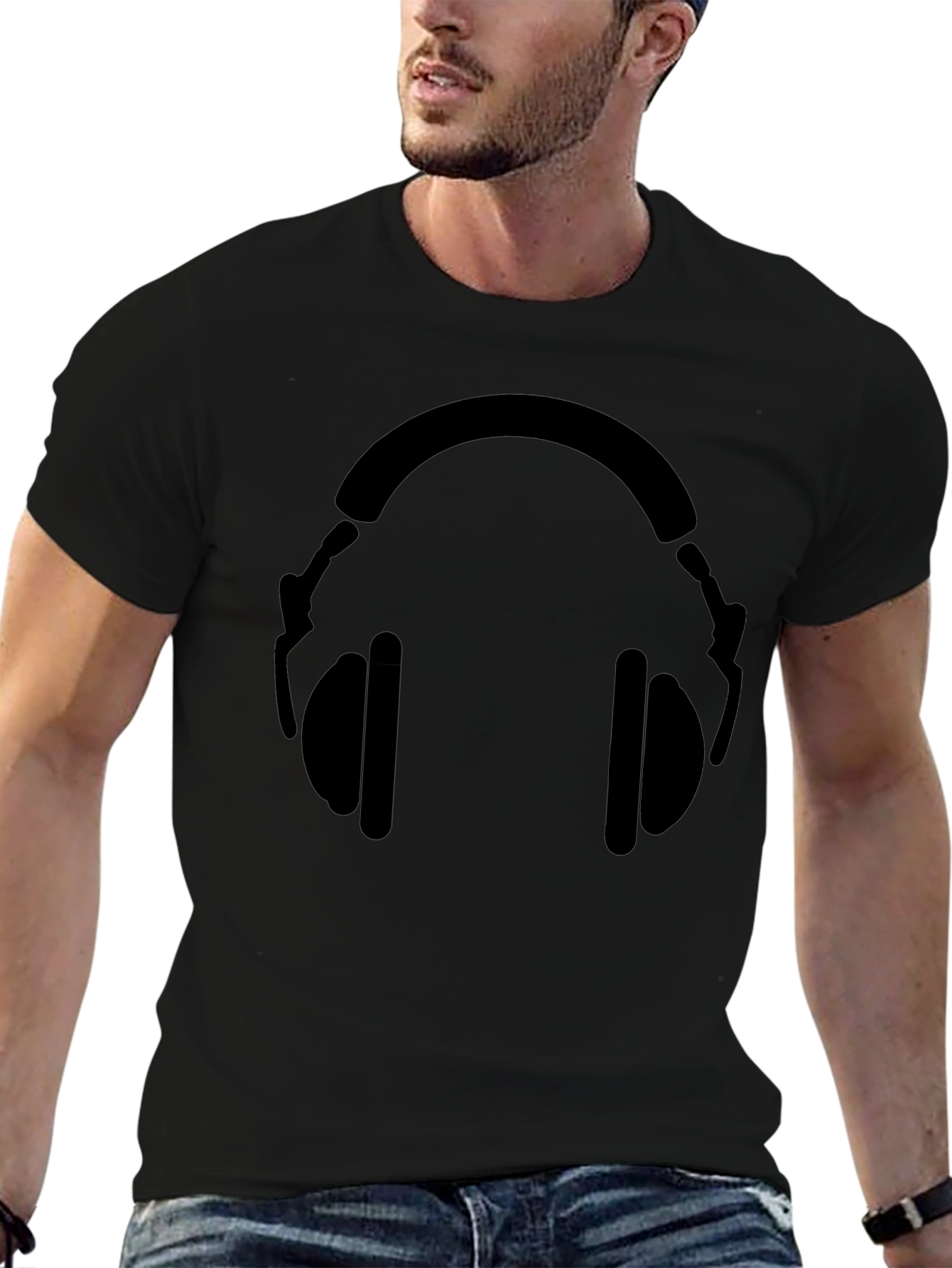 Black Headphone Graphic T-Shirt - Stylish Music Lover Tee