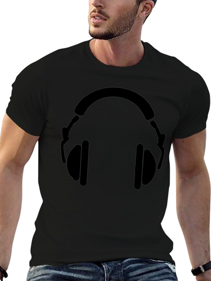 Black Headphone Graphic T-Shirt - Stylish Music Lover Tee