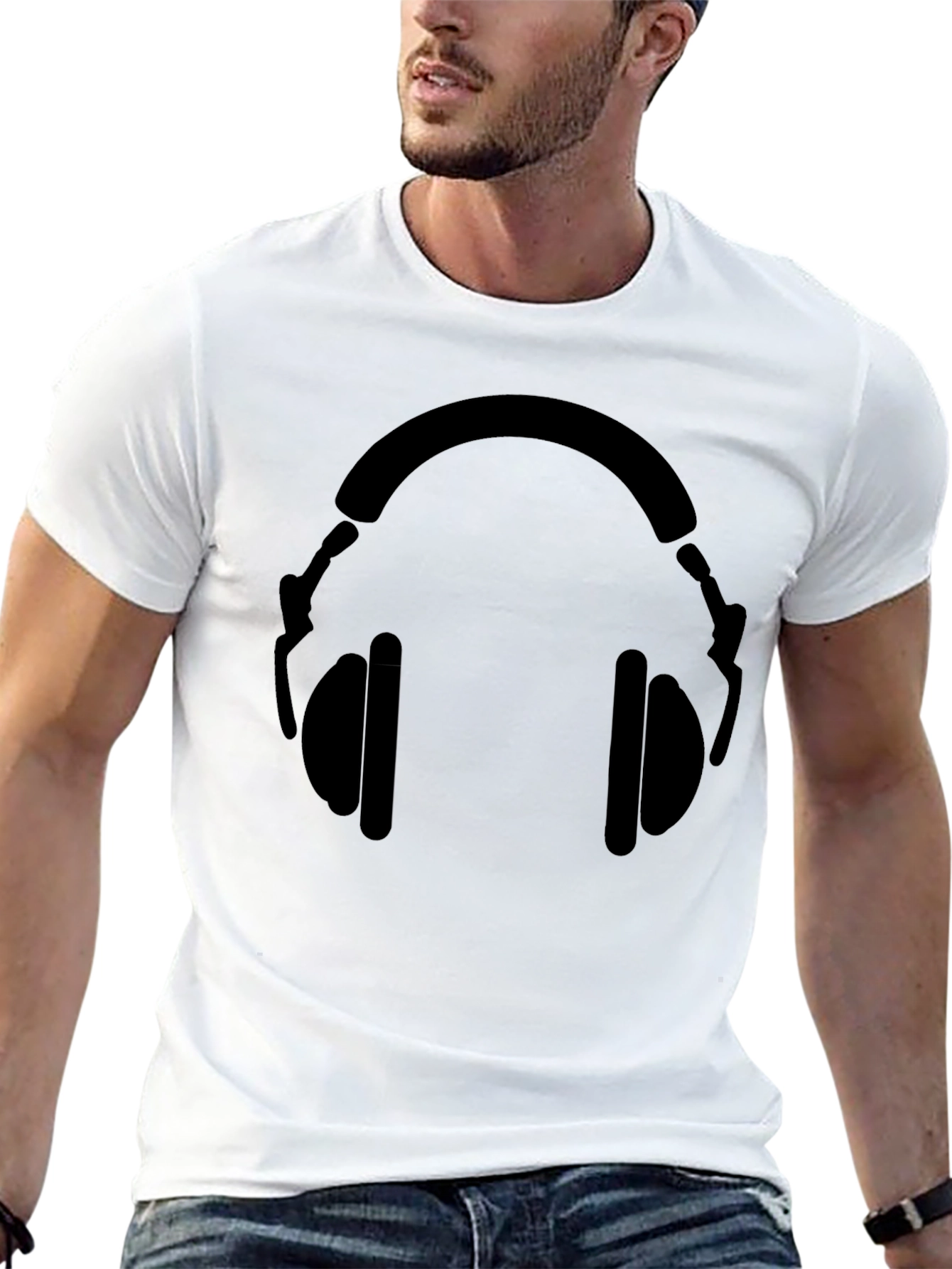 Black Headphone Graphic T-Shirt - Stylish Music Lover Tee