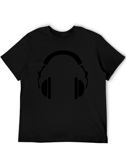 Black Headphone Graphic T-Shirt - Stylish Music Lover Tee