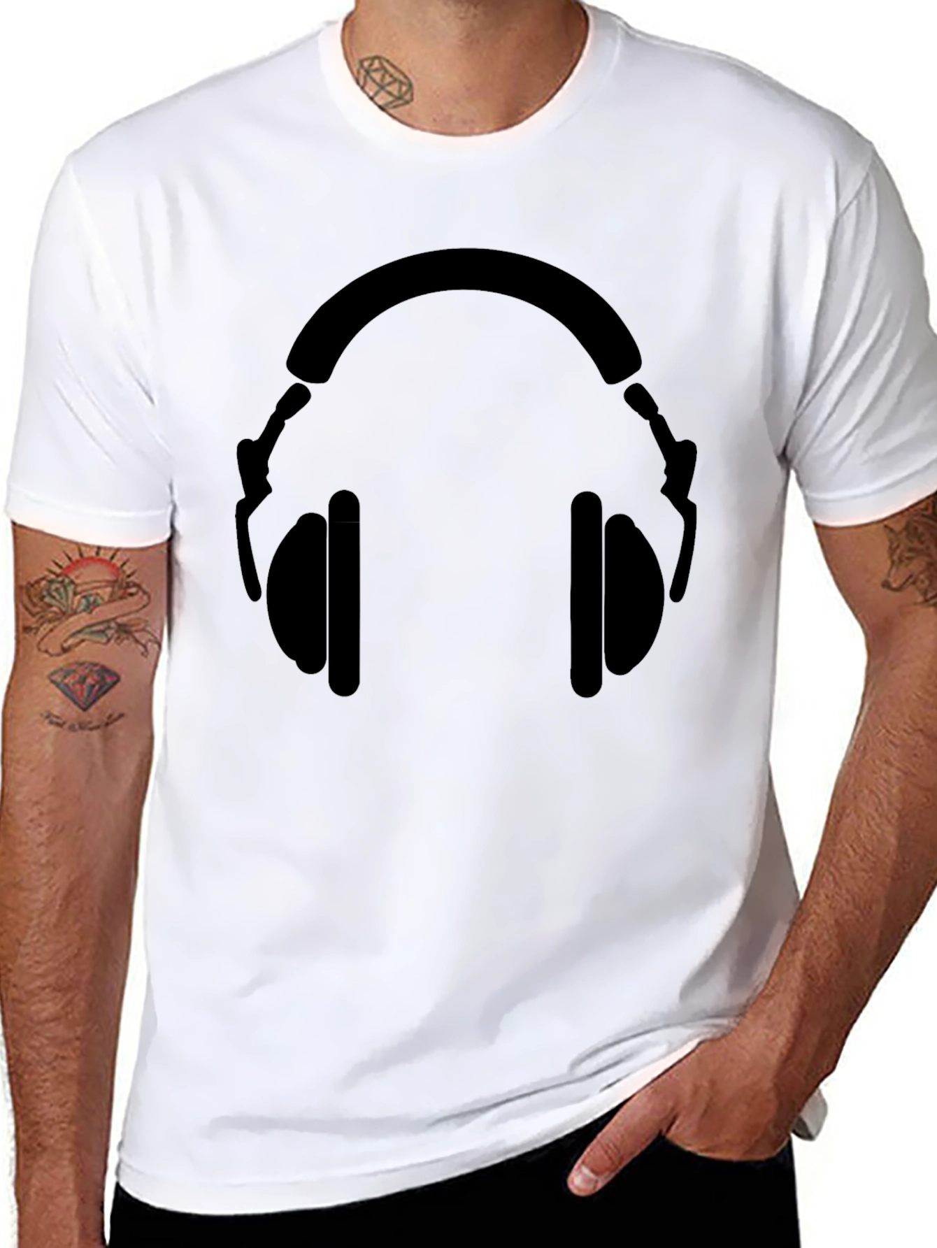 Black Headphone Graphic T-Shirt - Stylish Music Lover Tee