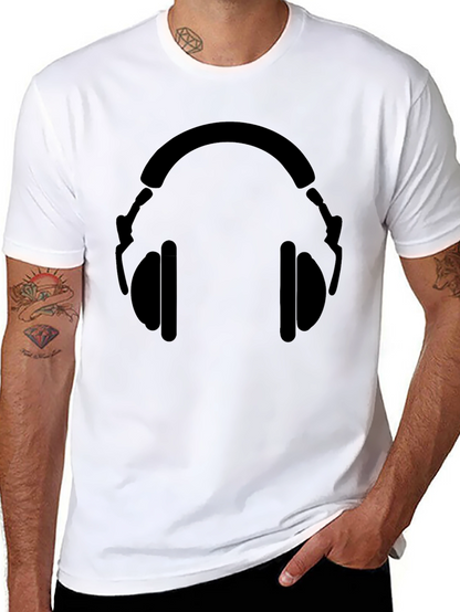 Black Headphone Graphic T-Shirt - Stylish Music Lover Tee