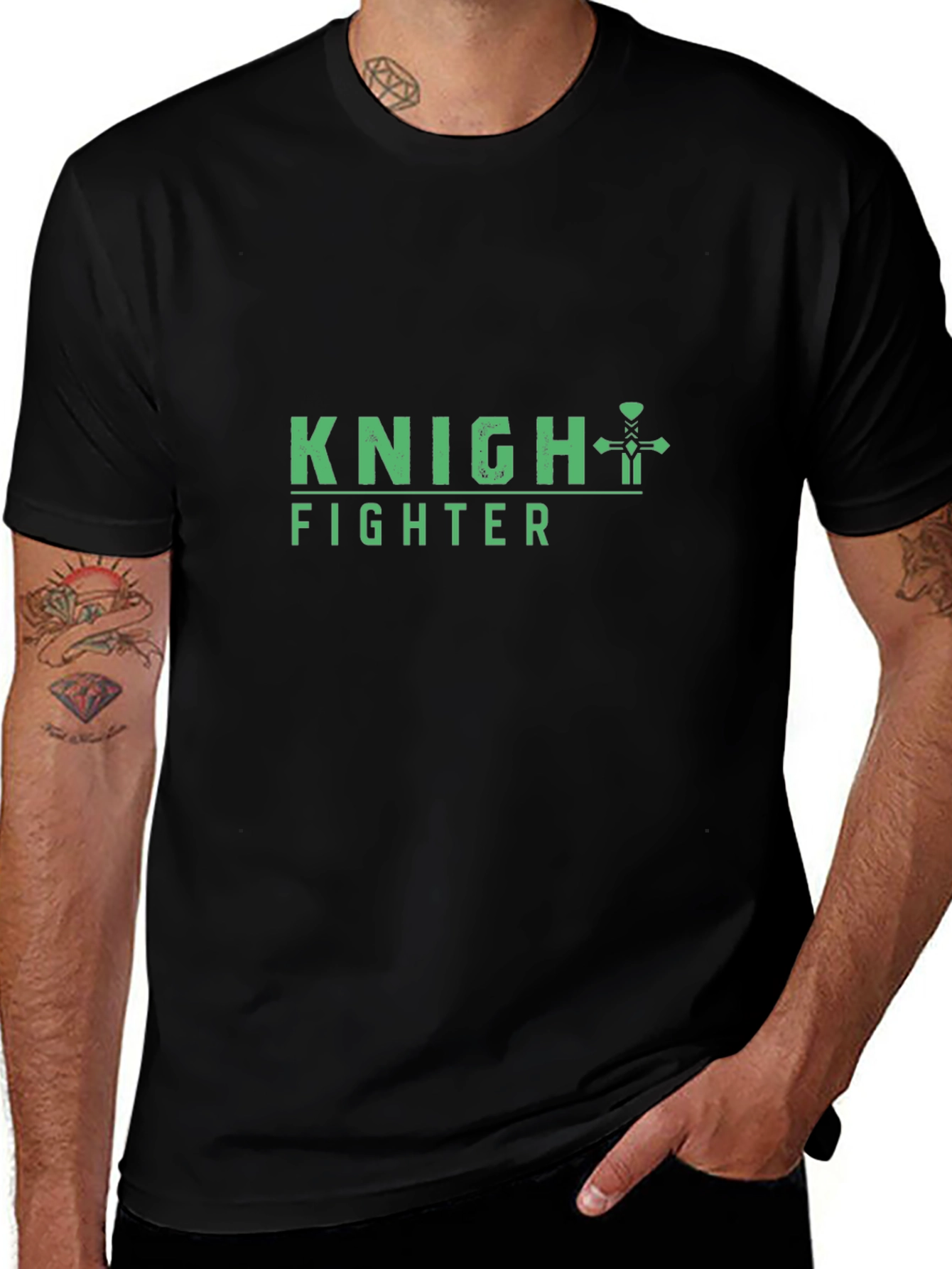 Knight Fighter Graphic T-Shirt - Black