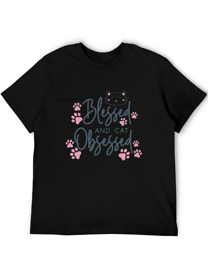 Blessed and Cat Obsessed Graphic Tee