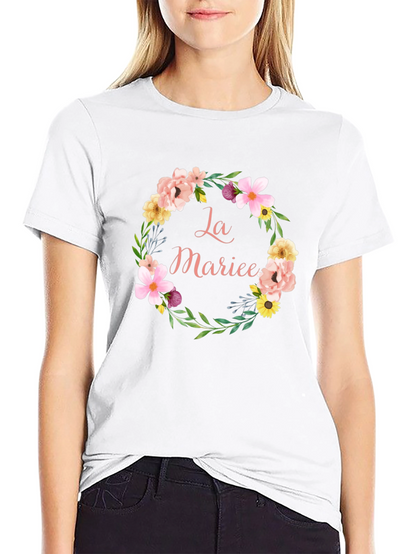 La Mariee Floral Wreath Bride T-Shirt