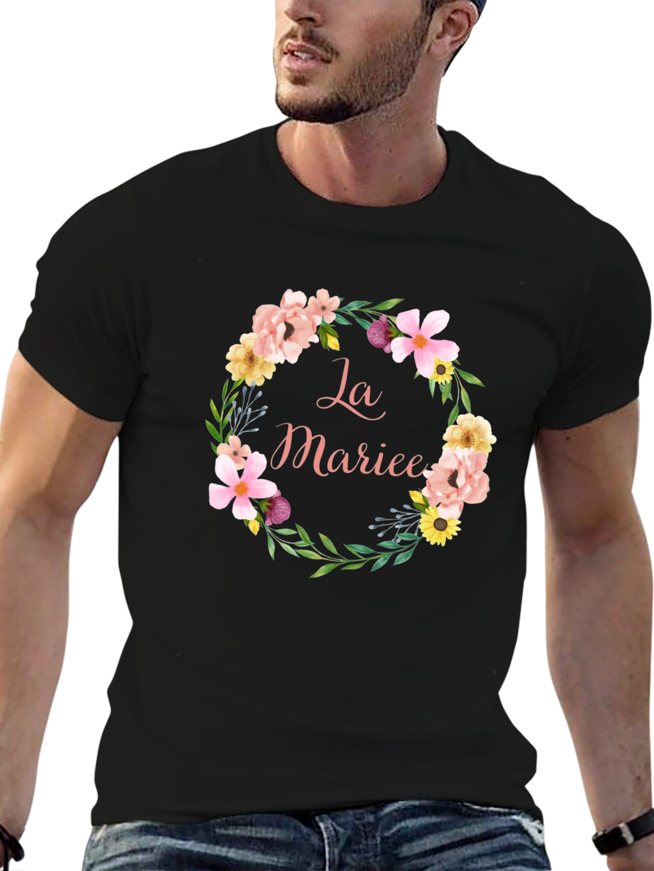 La Mariee Floral Wreath Bride T-Shirt