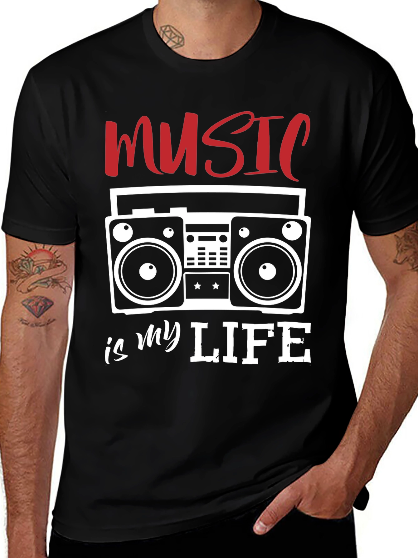 Music is My Life T-Shirt - Retro Boombox Design