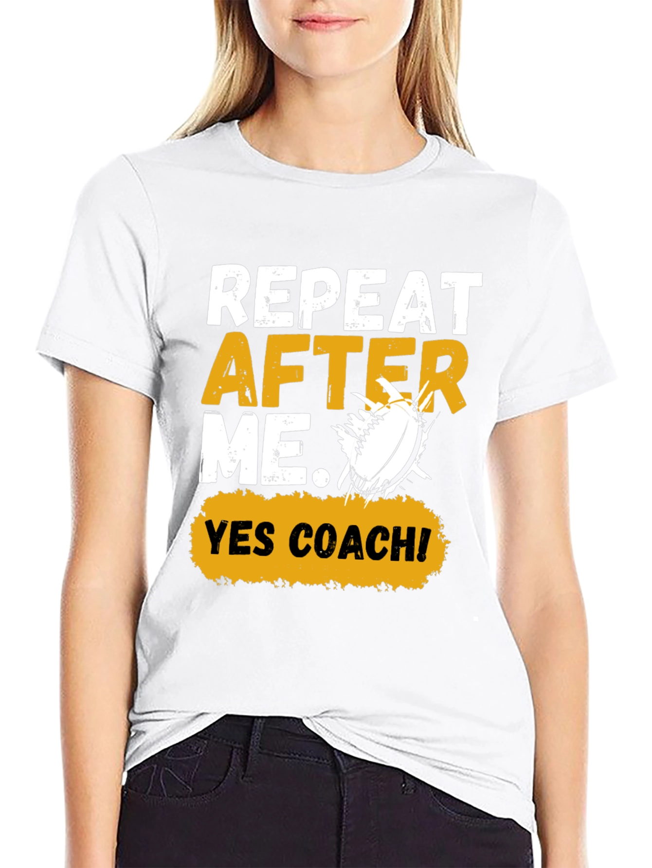 Repeat After Me Yes Coach! Football Graphic Tee