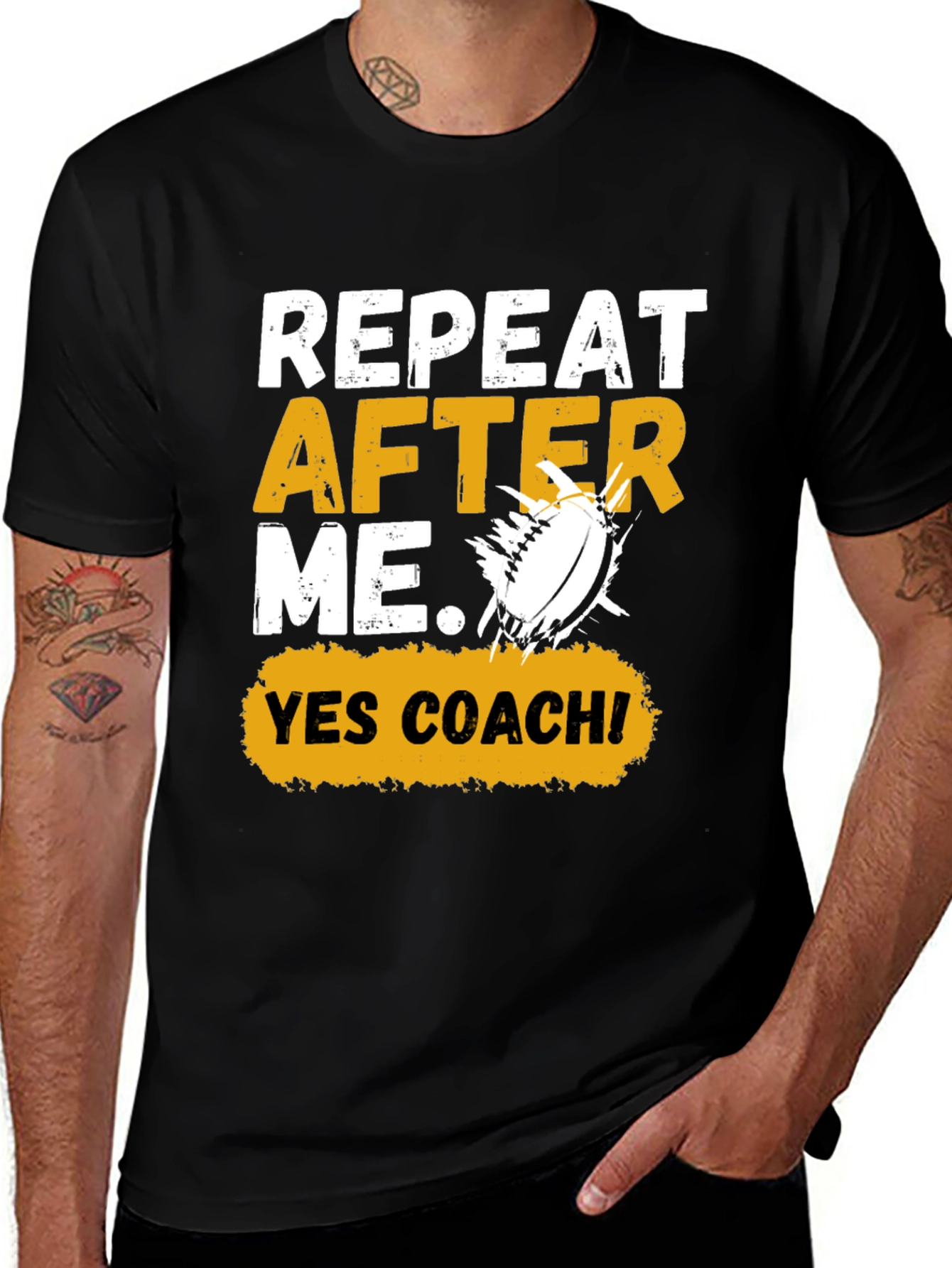 Repeat After Me Yes Coach! Football Graphic Tee
