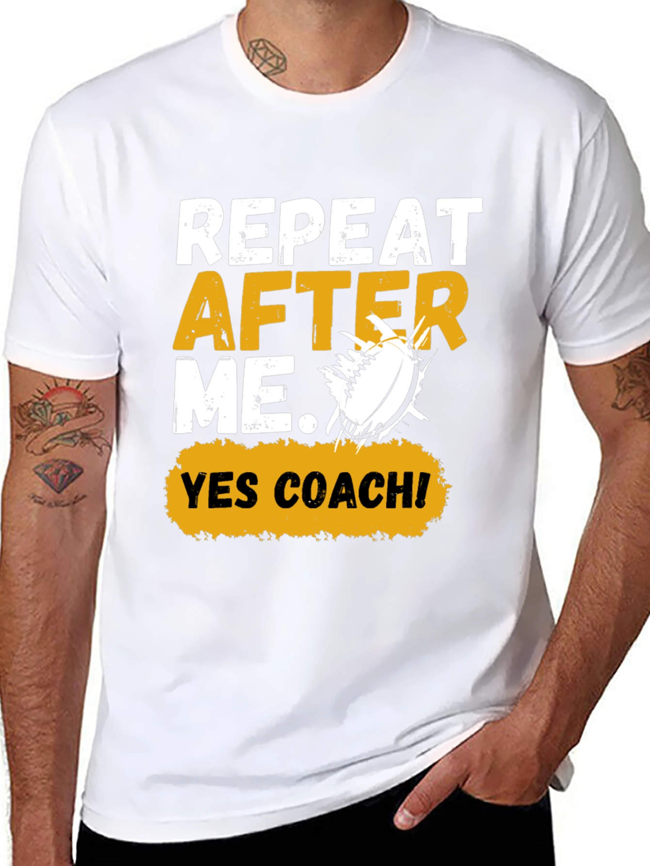 Repeat After Me Yes Coach! Football Graphic Tee