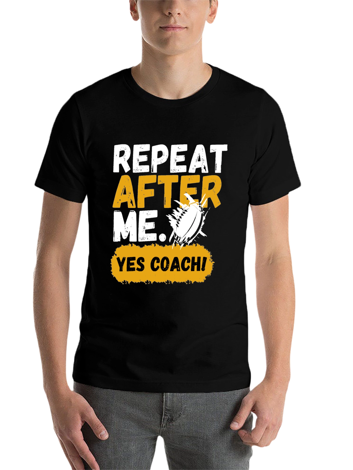 Repeat After Me Yes Coach! Football Graphic Tee
