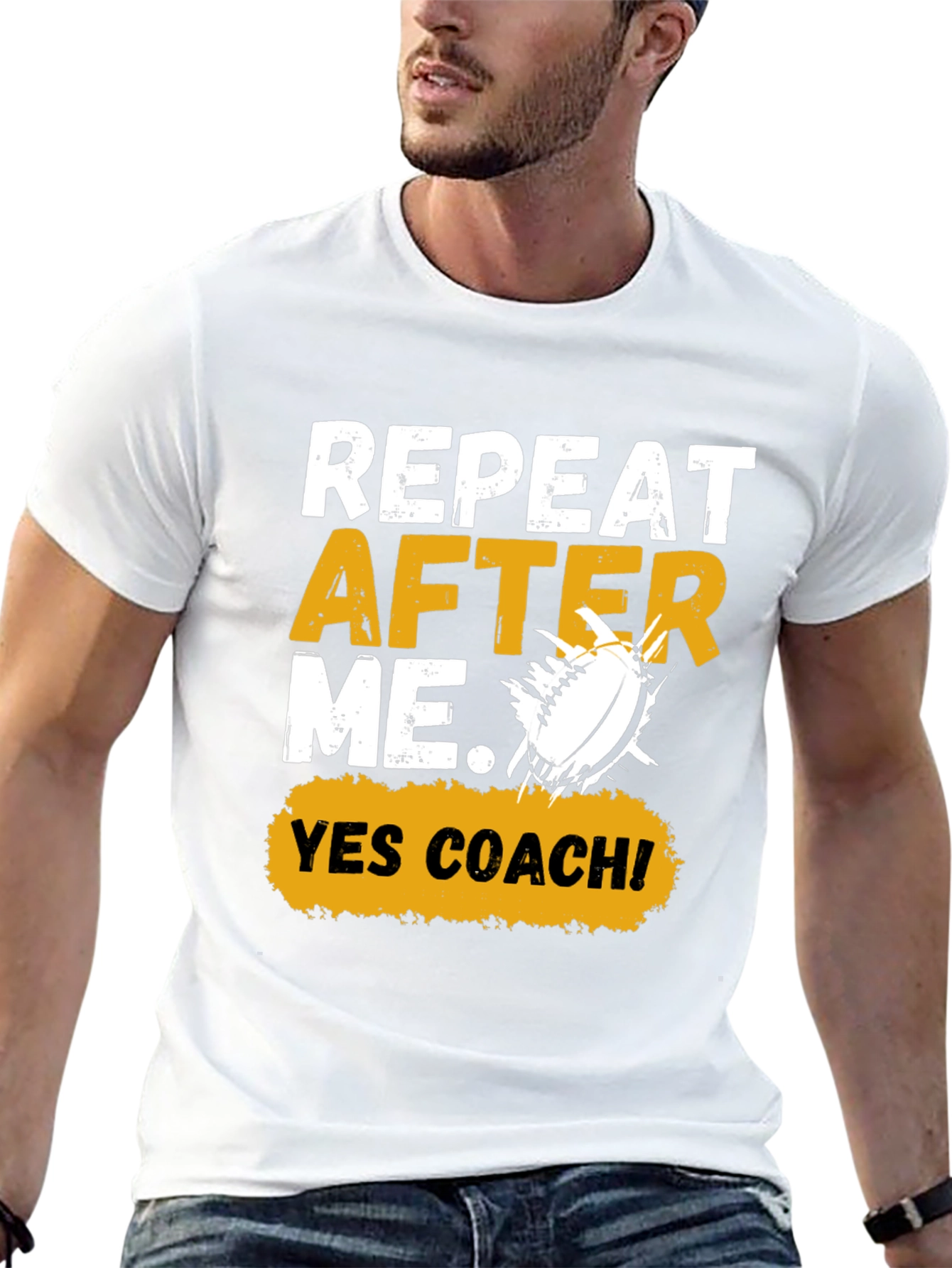Repeat After Me Yes Coach! Football Graphic Tee