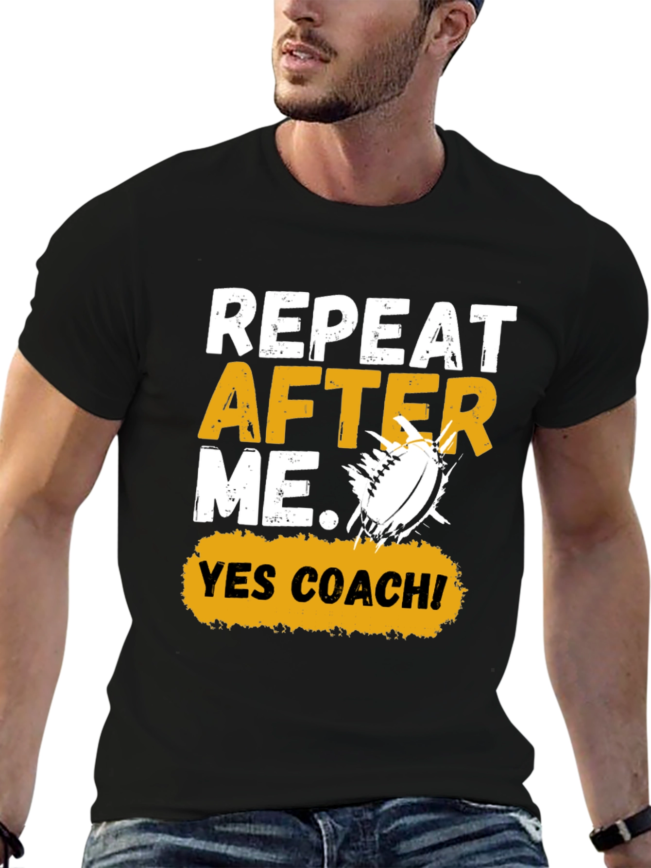 Repeat After Me Yes Coach! Football Graphic Tee