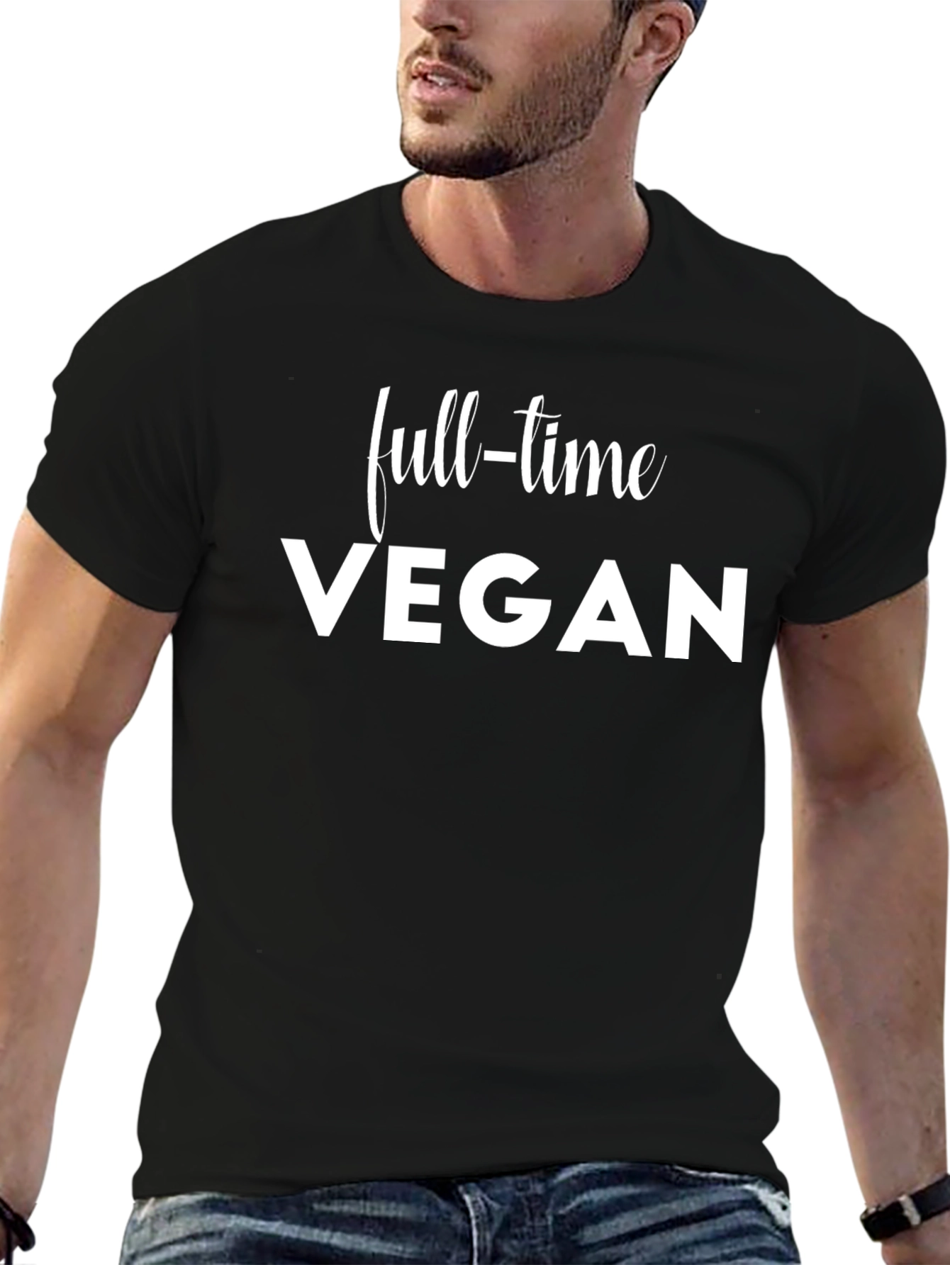 Full-Time Vegan Graphic T-Shirt - Black