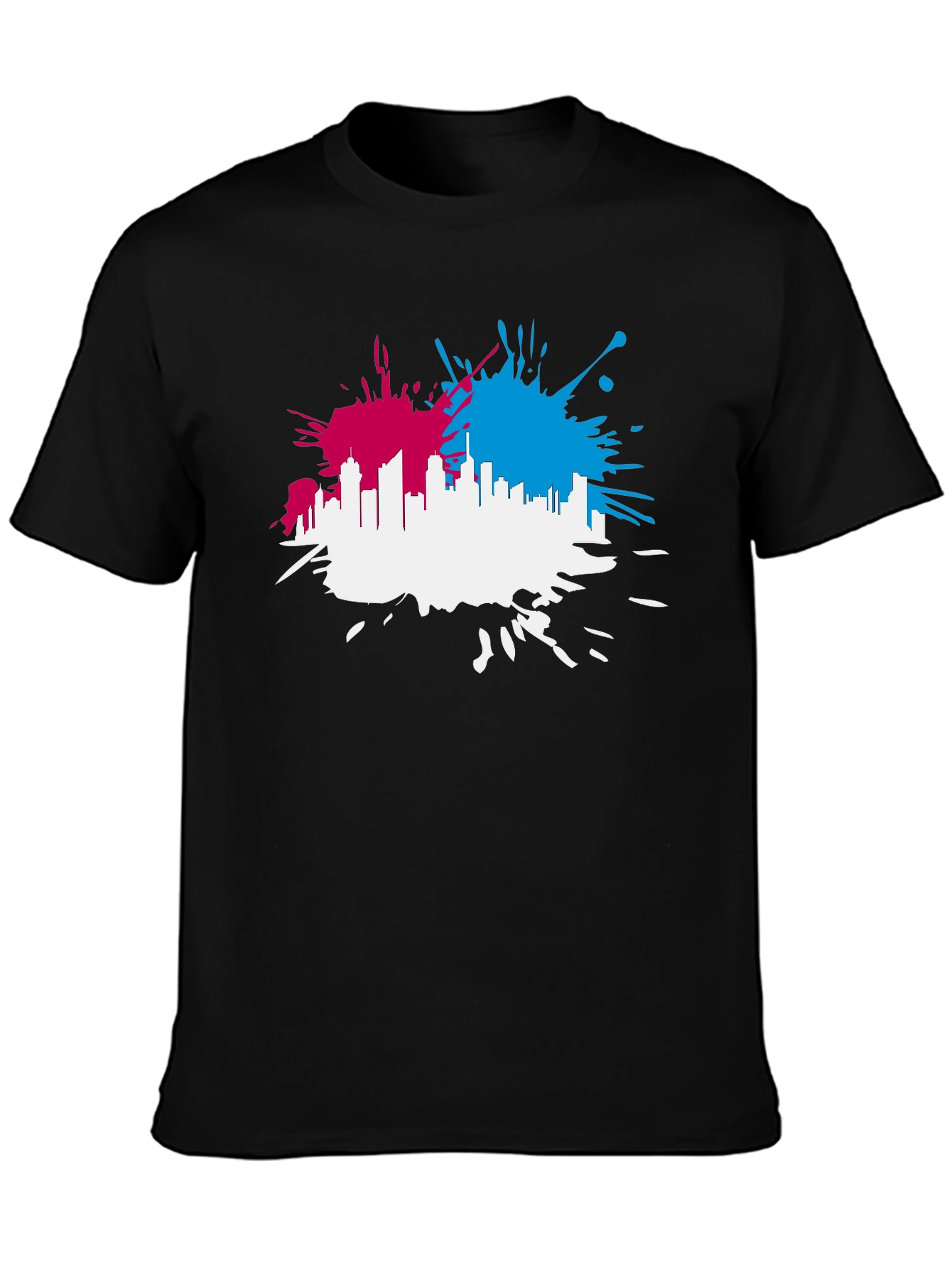 Cityscape Splash Mens Black T-Shirt