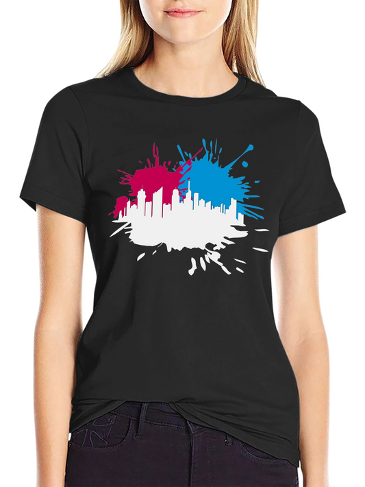 Cityscape Splash Mens Black T-Shirt
