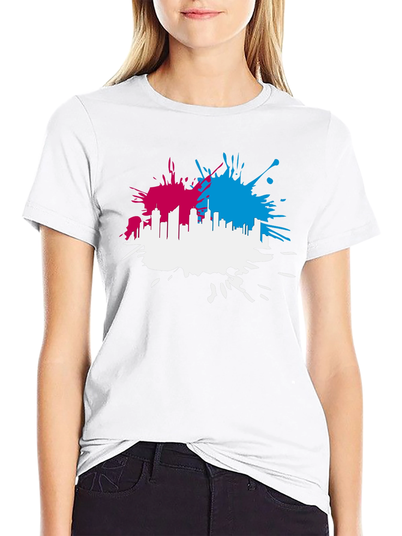 Cityscape Splash Mens Black T-Shirt