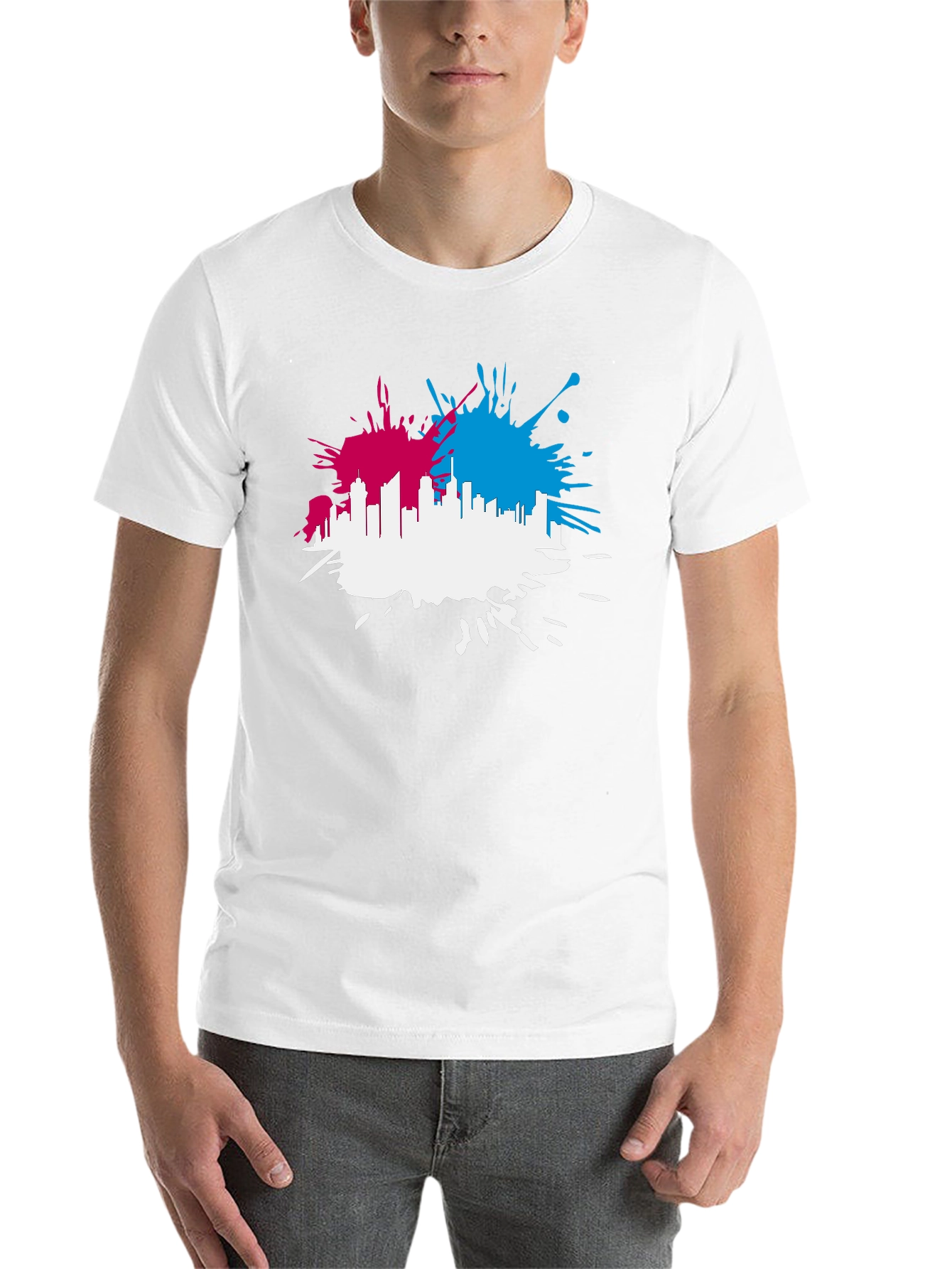 Cityscape Splash Mens Black T-Shirt