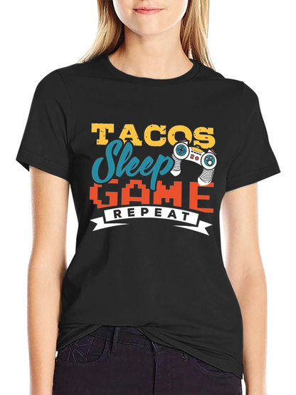 Tacos Sleep Game Repeat Graphic Tee