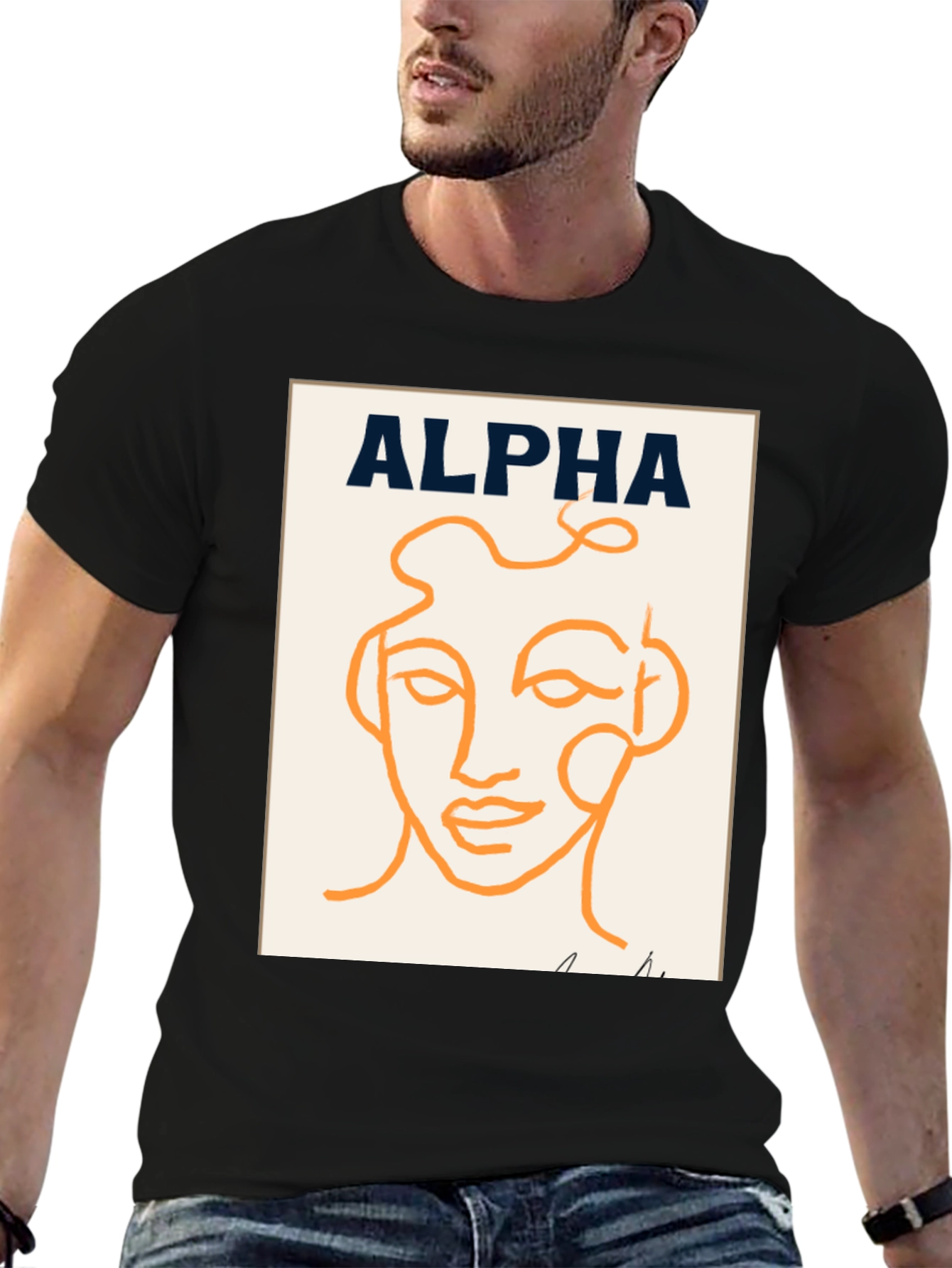 Alpha Abstract Face Graphic Tee - Modern Art T-Shirt