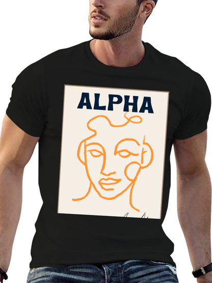Alpha Abstract Face Graphic Tee - Modern Art T-Shirt