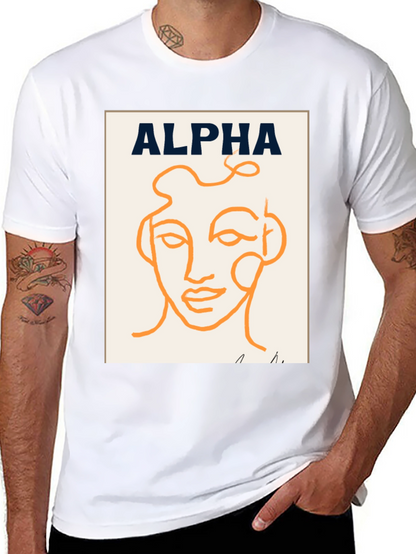 Alpha Abstract Face Graphic Tee - Modern Art T-Shirt