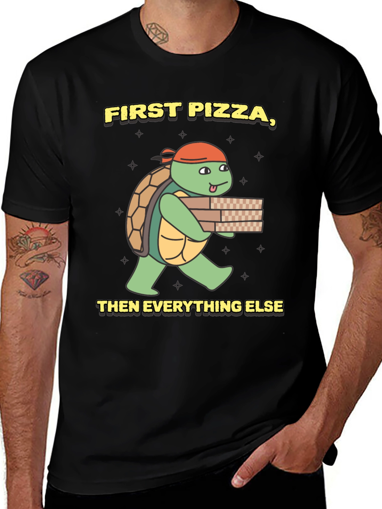 First Pizza Then Everything Else Turtle T-Shirt