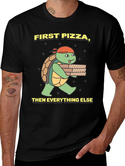 First Pizza Then Everything Else Turtle T-Shirt
