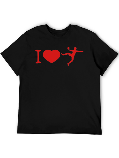 I Love Handball Graphic T-Shirt - Black Cotton Tee