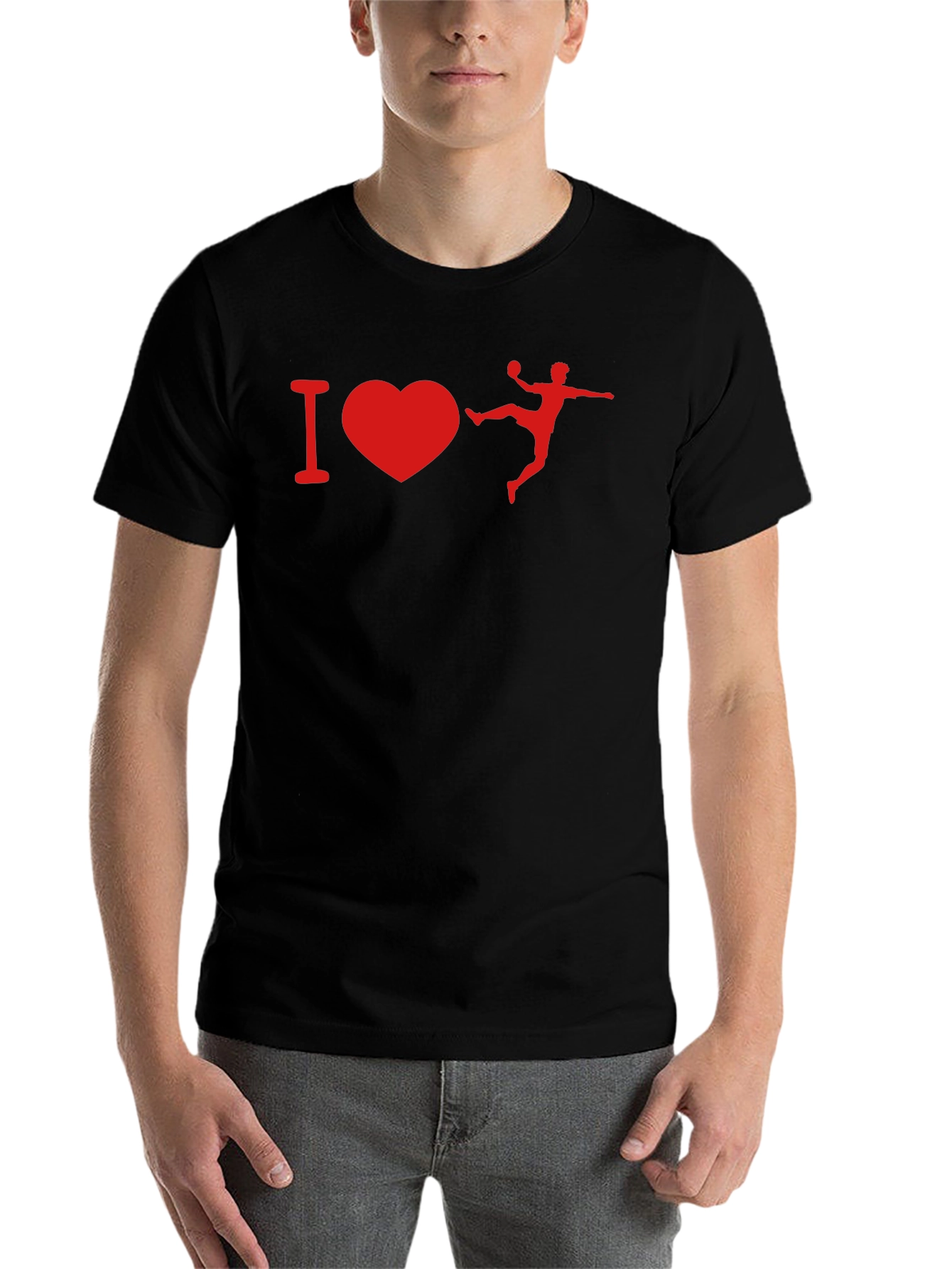 I Love Handball Graphic T-Shirt - Black Cotton Tee