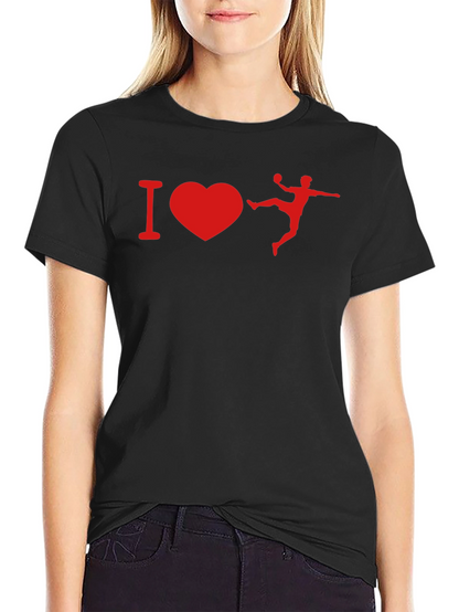 I Love Handball Graphic T-Shirt - Black Cotton Tee