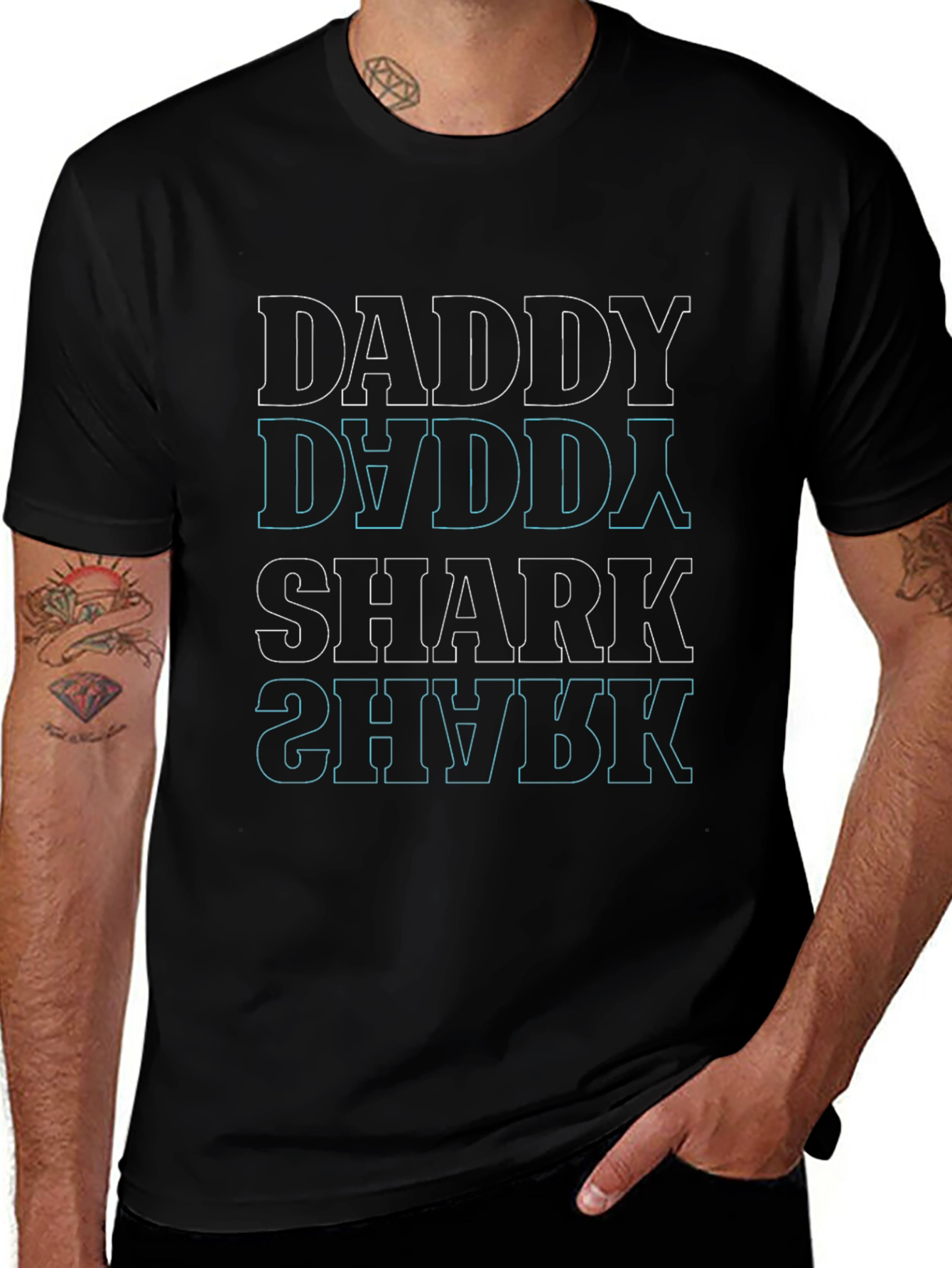 Daddy Shark Graphic Tee - Black Cotton T-Shirt