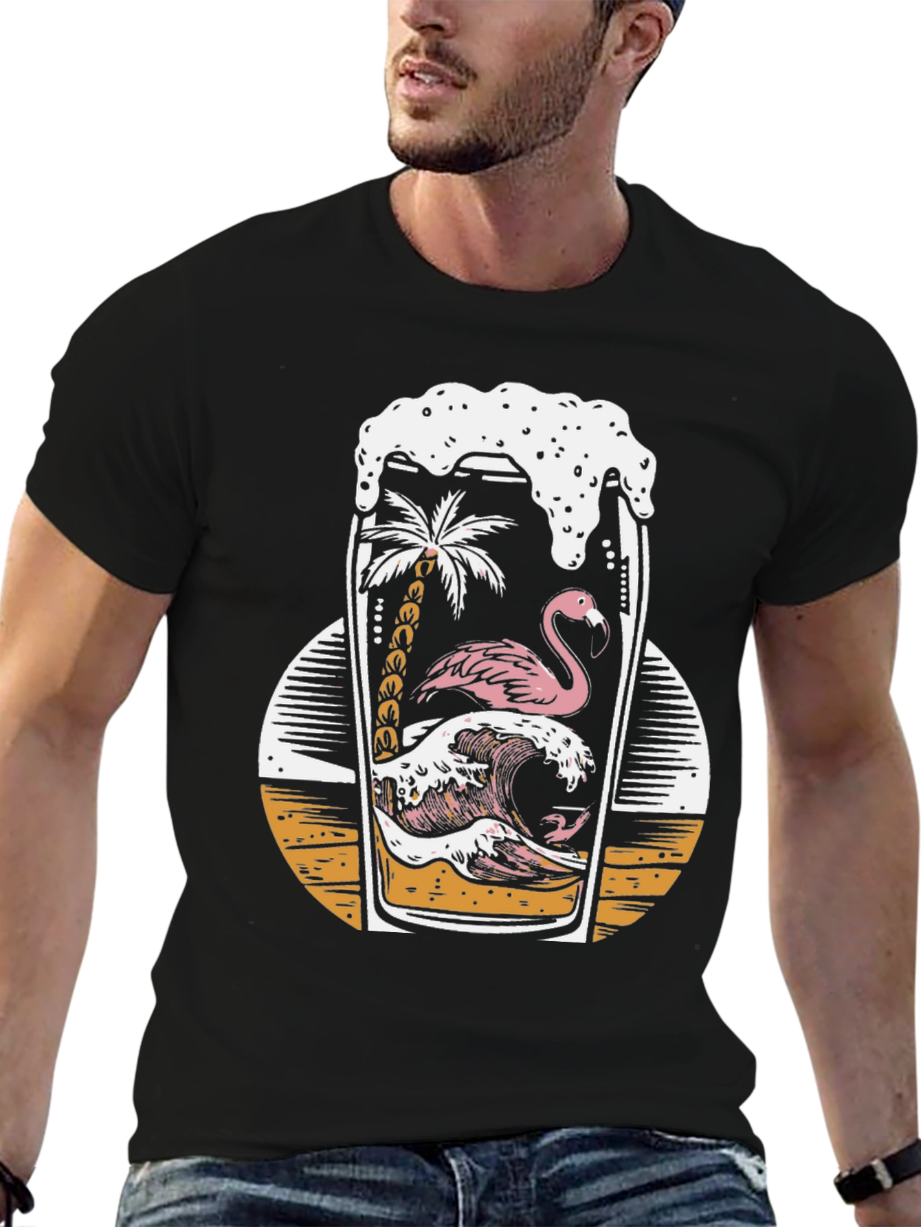 Tropical Flamingo Beer T-Shirt