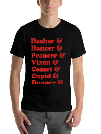 Reindeer Names Holiday T-Shirt