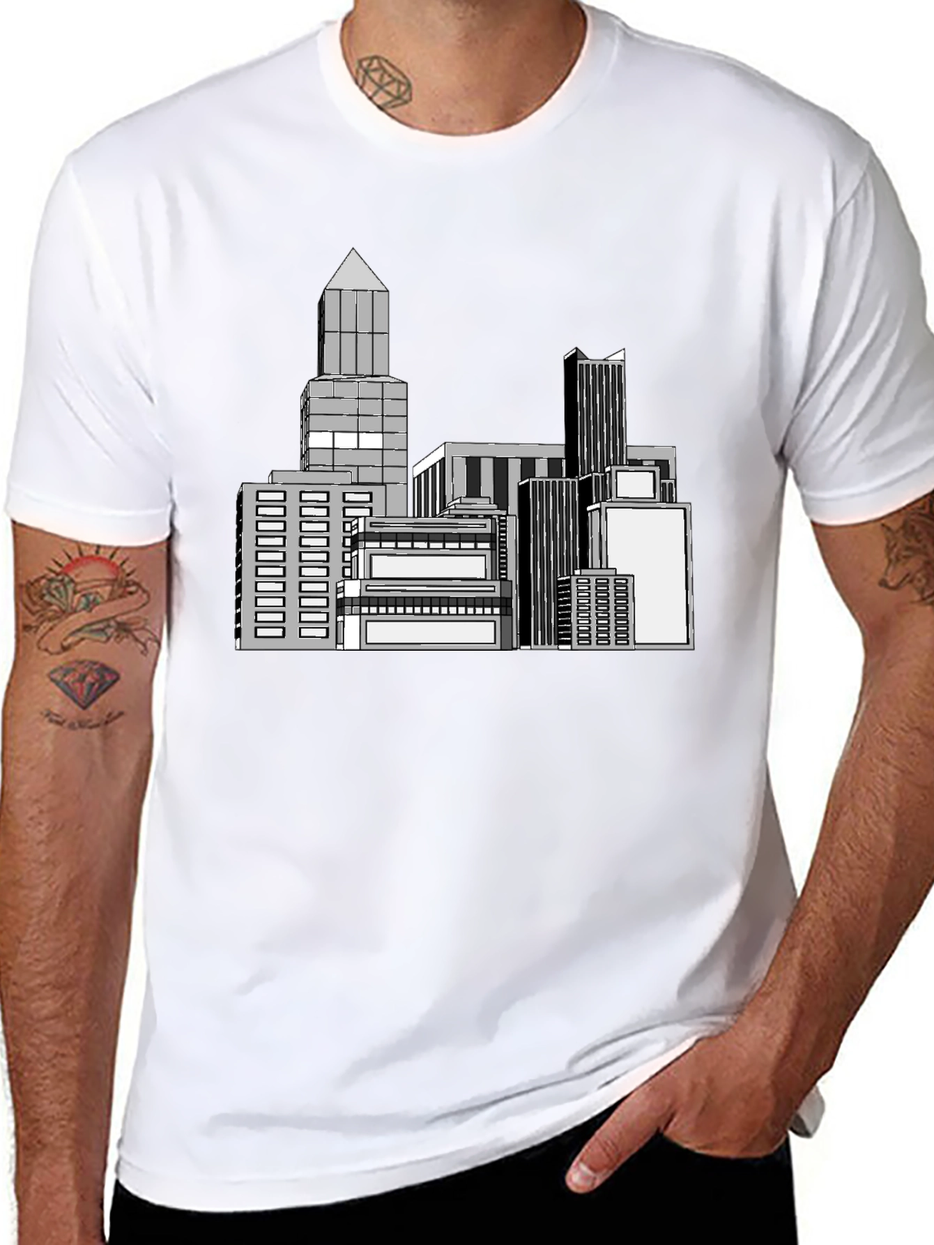 Cityscape Graphic Black T-Shirt