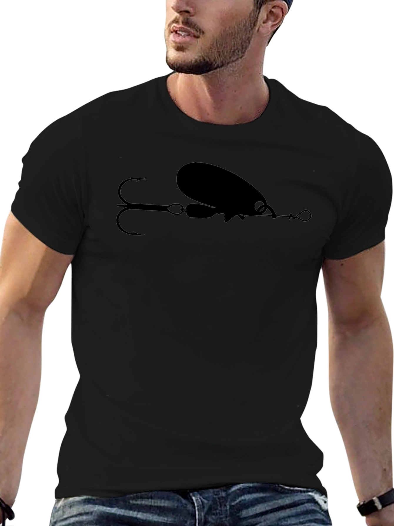 Fishing Lure Graphic T-Shirt - Black Cotton Tee
