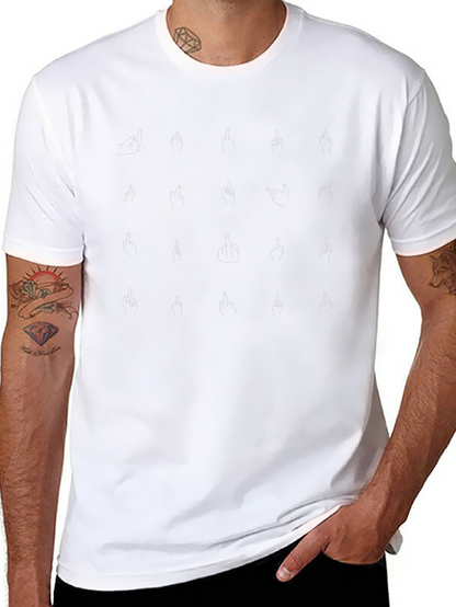 Middle Finger Pattern T-Shirt - Unisex Adult