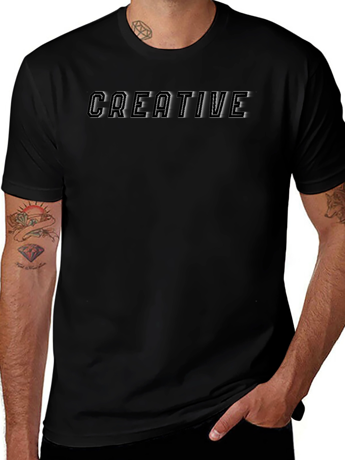 Creative Graphic Tee - Black T-Shirt