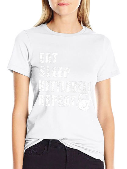 Eat Sleep Kettlebell Repeat Graphic Tee