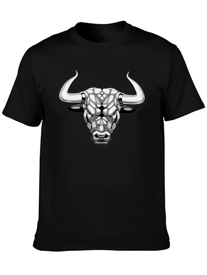 Geometric Bull Graphic Tee - Black