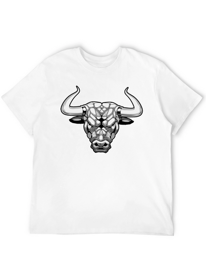 Geometric Bull Graphic Tee - Black