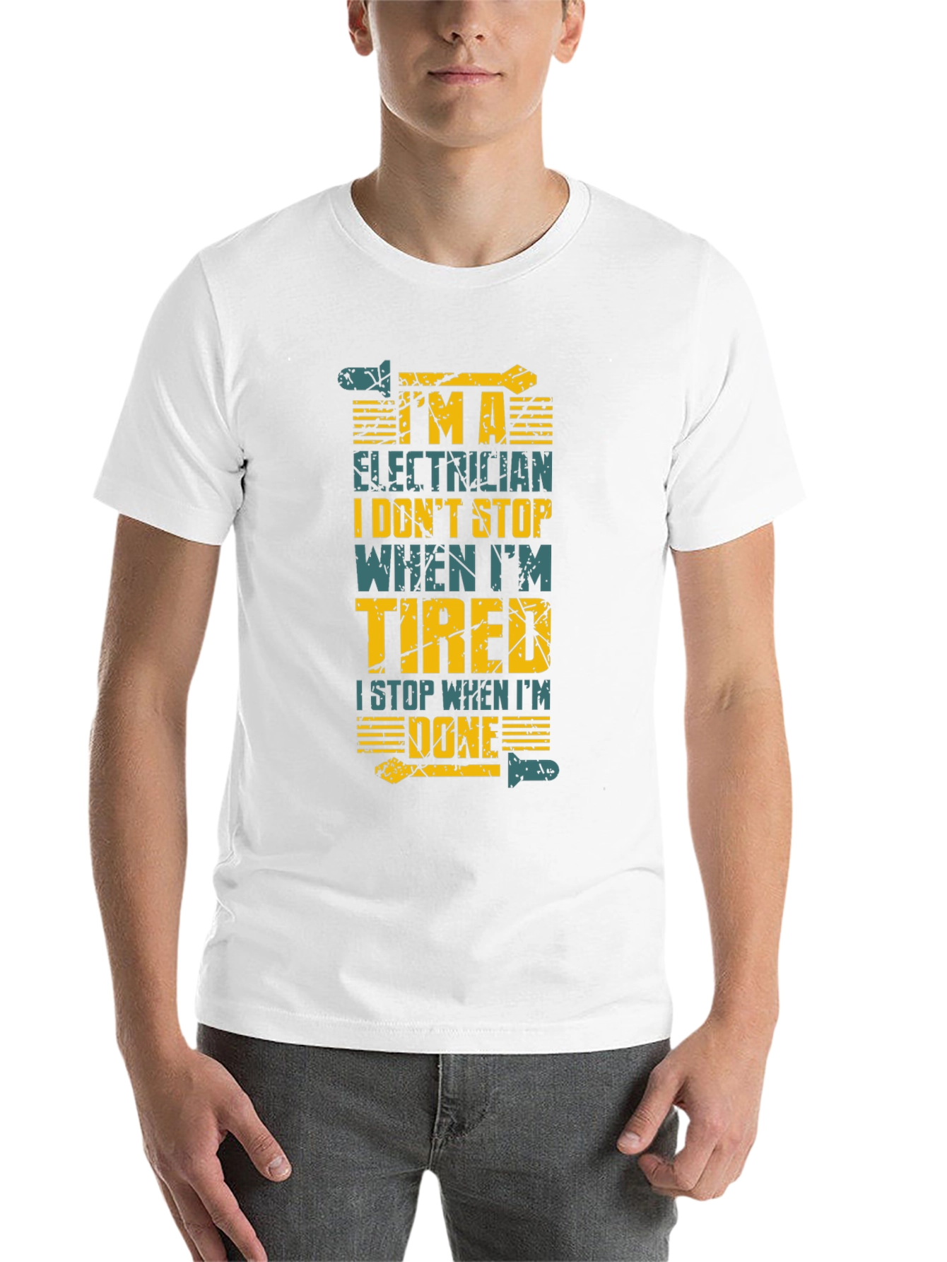 Electrician Humor T-Shirt: I Stop When Im Done