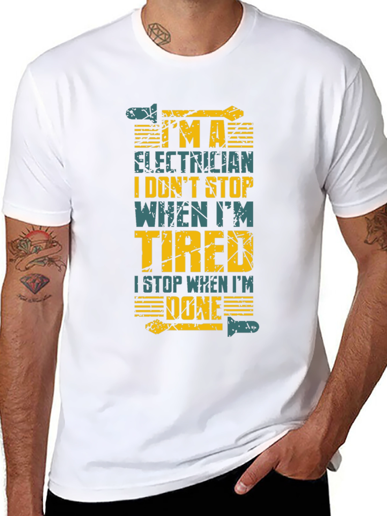 Electrician Humor T-Shirt: I Stop When Im Done